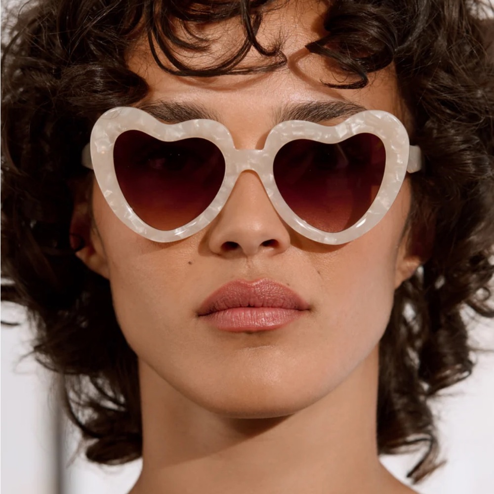 Heart-Shaped White Sunglasses
